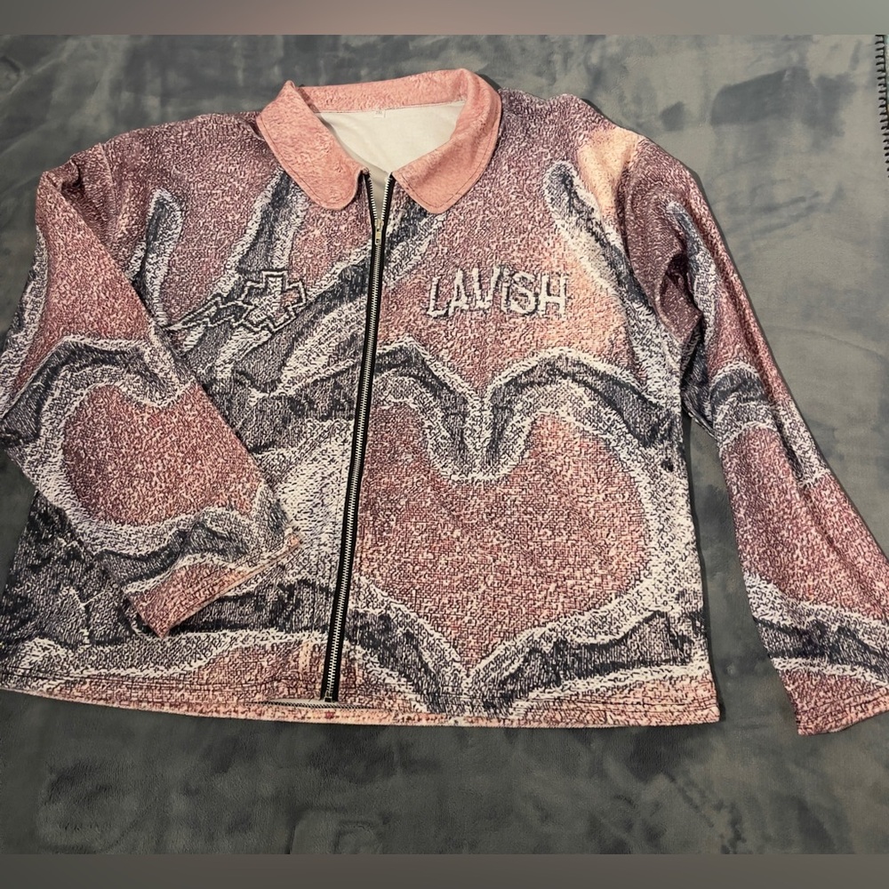 Pink 'Lavish' Patterned Zip Jacket
